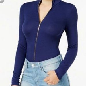 Guess Zip Up Body Suit SHORT Sleeve NAVY BLUE M